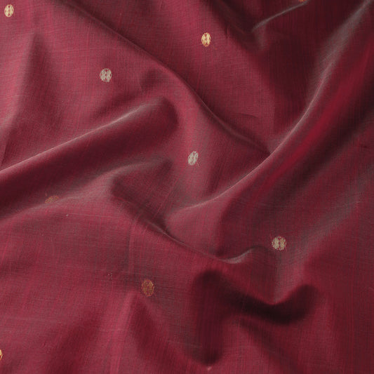 Maroon - Traditional Chanderi Silk Handloom Zari Buti Fabric