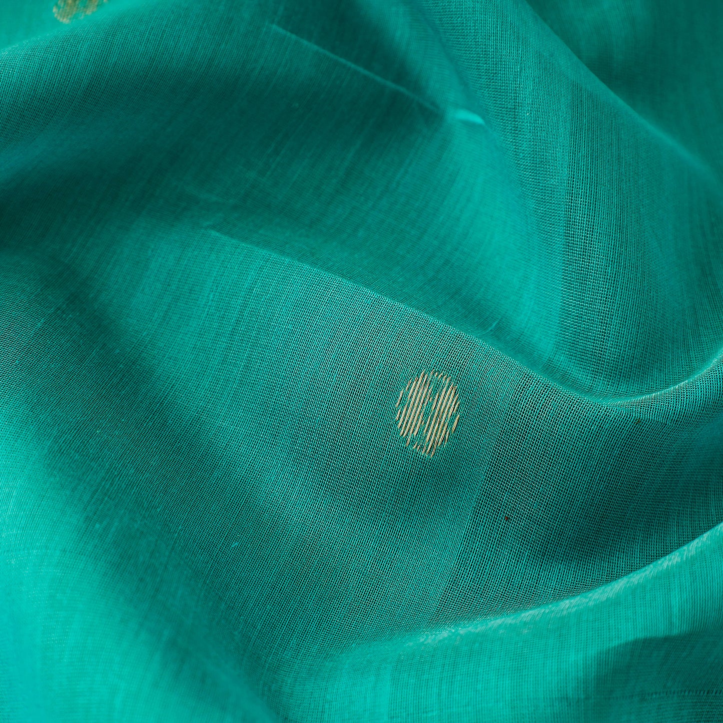 Aqua Green - Traditional Chanderi Silk Handloom Zari Buti Fabric