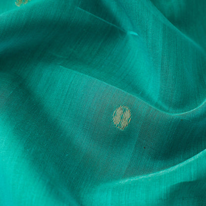 Aqua Green - Traditional Chanderi Silk Handloom Zari Buti Fabric