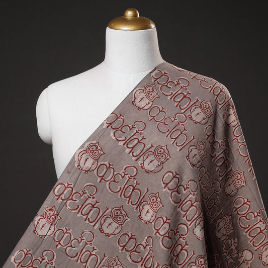 Brown - Bindaas Block Art Printed Natural Dyed Cotton Fabric