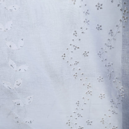 White - Patti Kaam Applique Work Cotton Door Curtain from Rampur (7 x 3.5 feet)