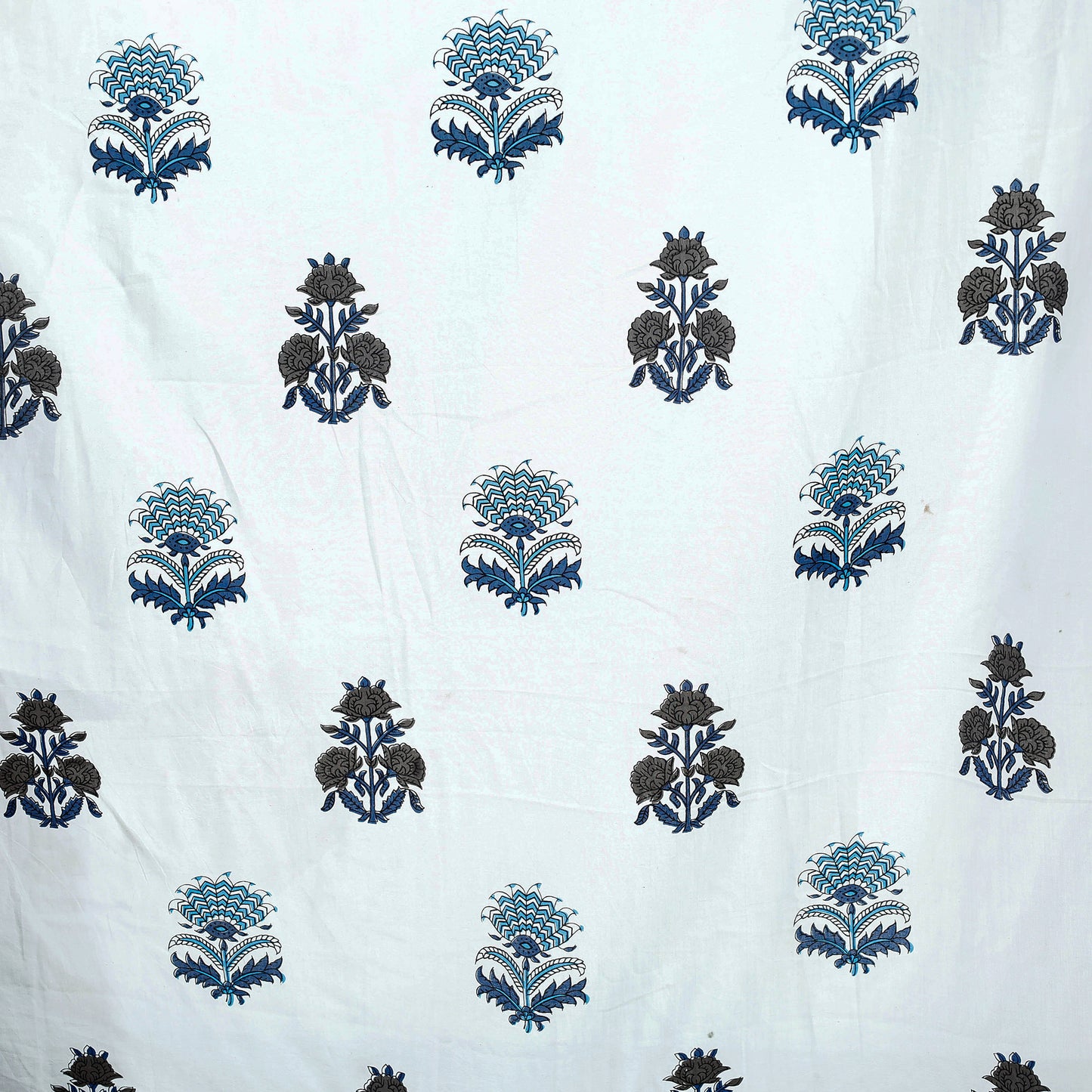 White - Sanganeri Block Printing Cotton Door Curtain (6.5 x 3.5 feet)
