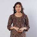 Buy Black Ajrakh Block Printed Cotton Long Kurta for Women