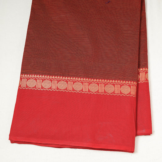 Brown - Kanchipuram Cotton Fabric with Thread Border
