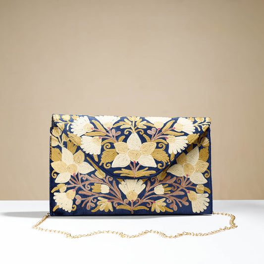 Blue - Original Chain Stitch Embroidery Velvet Sling Bag
