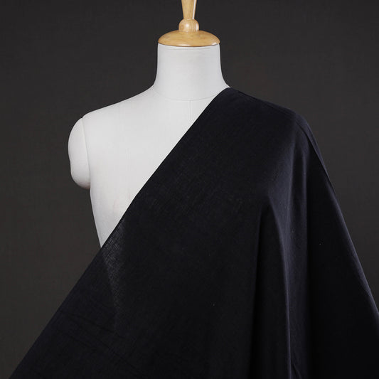 Black - Baragaon Pre Washed Handloom Plain Cotton Fabric