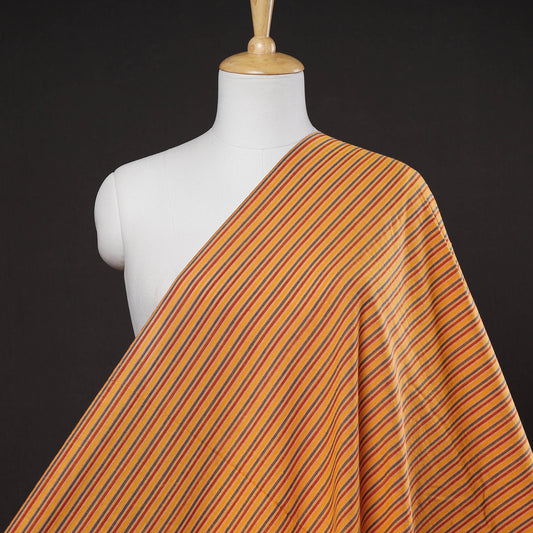 Orange - Baragaon Pre Washed Handloom Striped Cotton Fabric