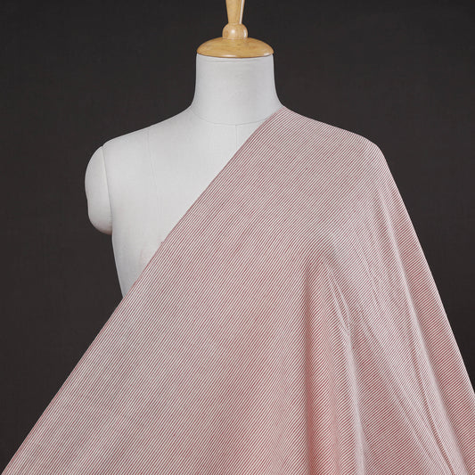 Peach - Baragaon Pre Washed Handloom Striped Cotton Fabric