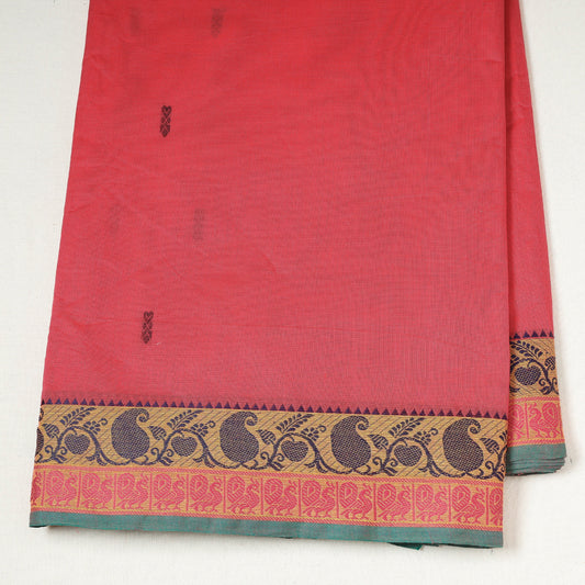 Pink - Kanchipuram Cotton Fabric with One Side Thread Border