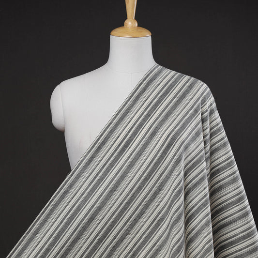 Grey - Baragaon Pre Washed Handloom Striped Cotton Fabric