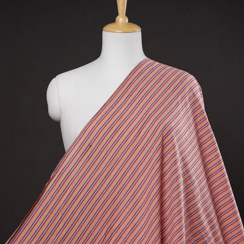 Peach - Baragaon Pre Washed Handloom Striped Cotton Fabric