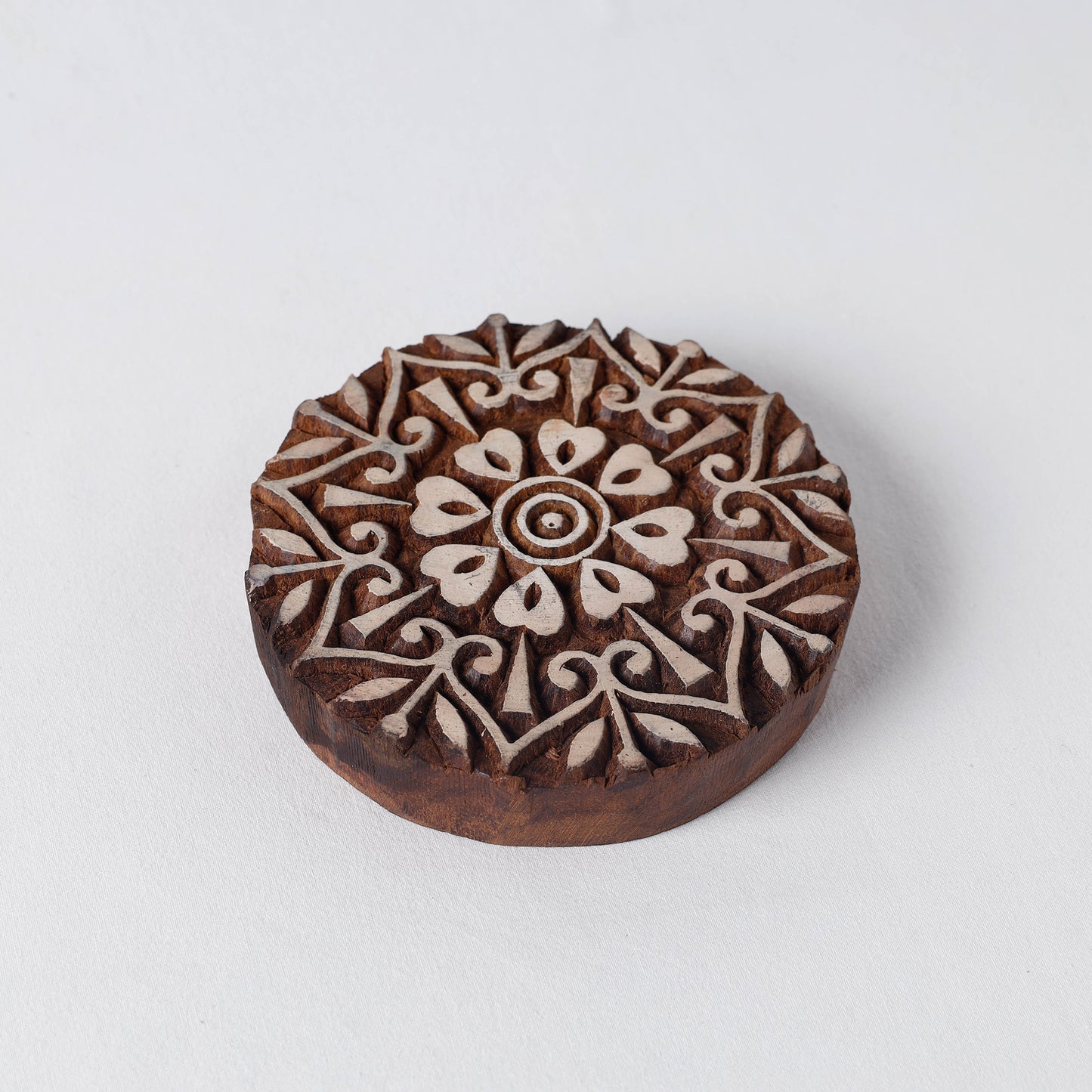 Wall Hanging Hand Carved Sheesham Wood Block (12 x 12 in)