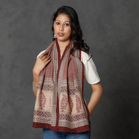  Bagh Block Printed Natural Dyed Woolen Muffler (61 in) 