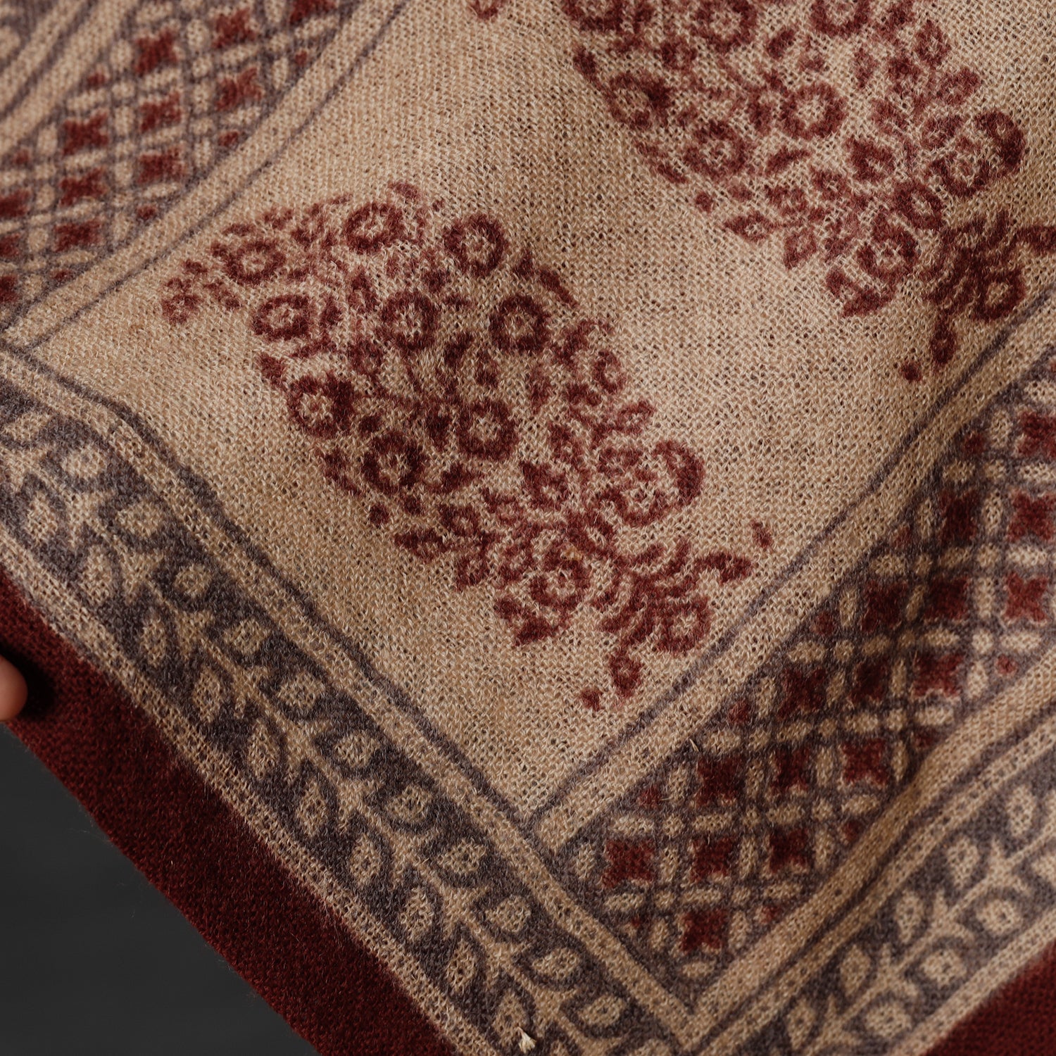  Bagh Block Printed Natural Dyed Woolen Muffler (61 in) 