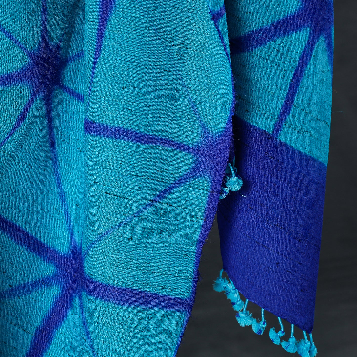 Blue - Kutch Handwoven Clamp Dyed Shibori Silk x Merino Wool Shawl