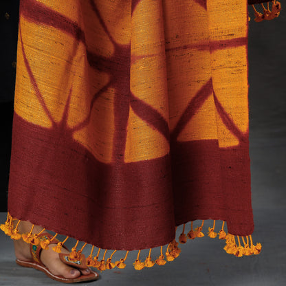 Yellow - Kutch Handwoven Clamp Dyed Shibori Silk x Merino Wool Shawl