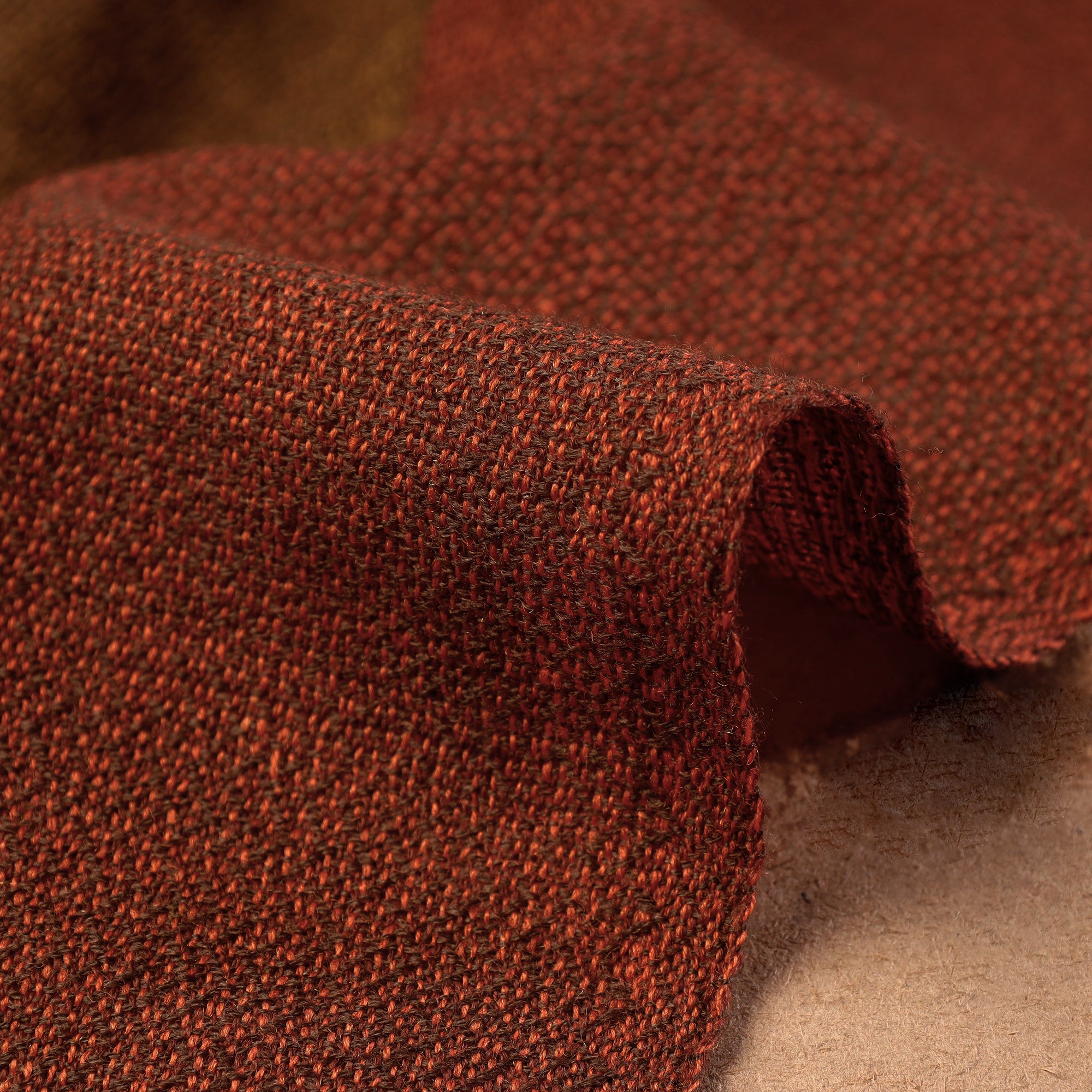 Brown - Kumaun Handwoven Pure Merino Woolen Fabric