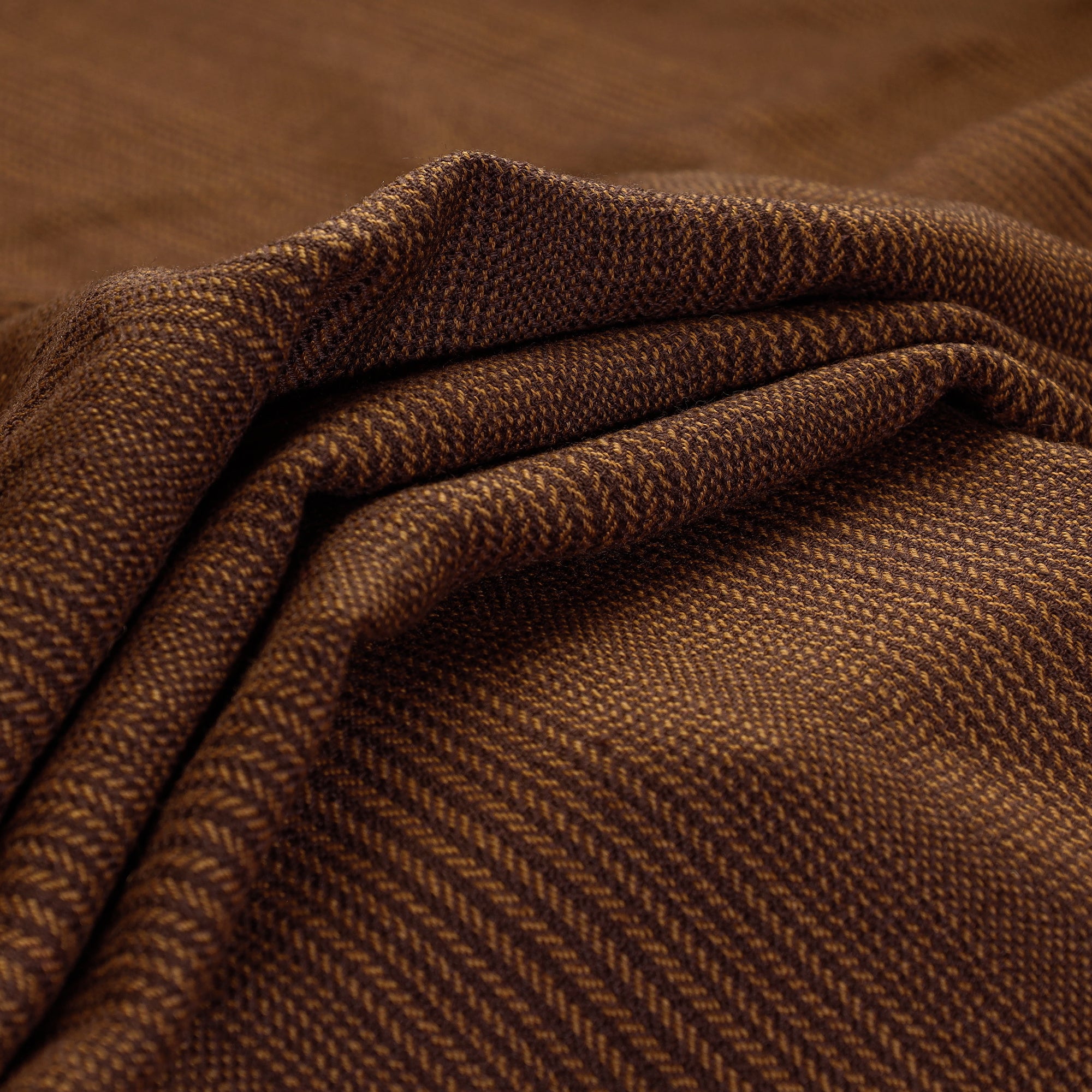 Brown - Kumaun Handwoven Pure Merino Woolen Fabric