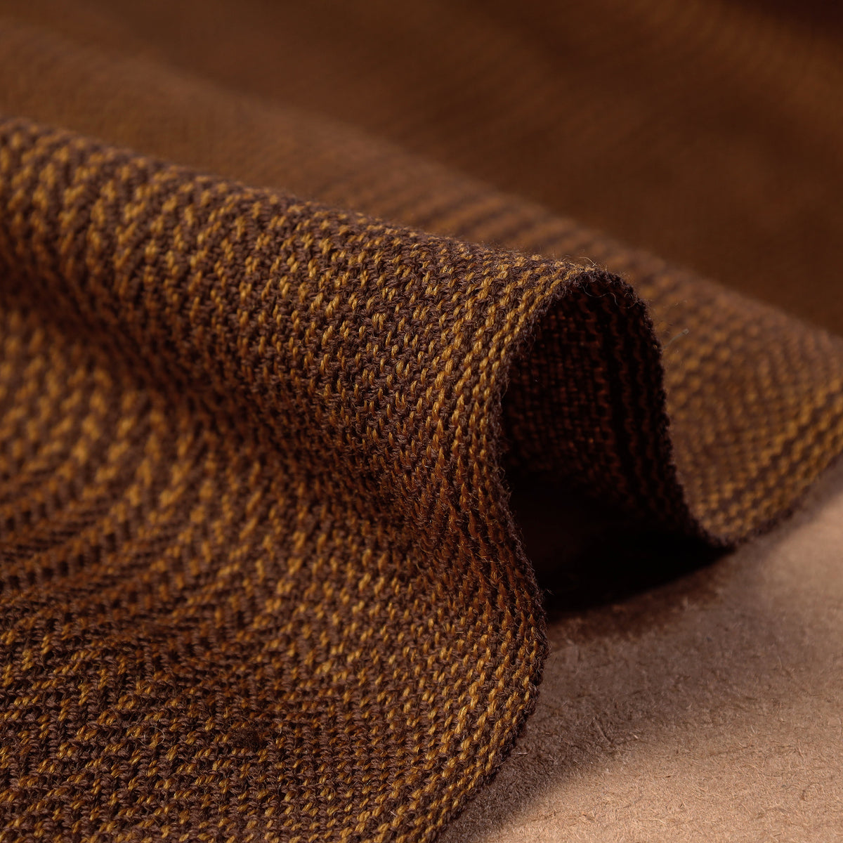 Brown - Kumaun Handwoven Pure Merino Woolen Fabric