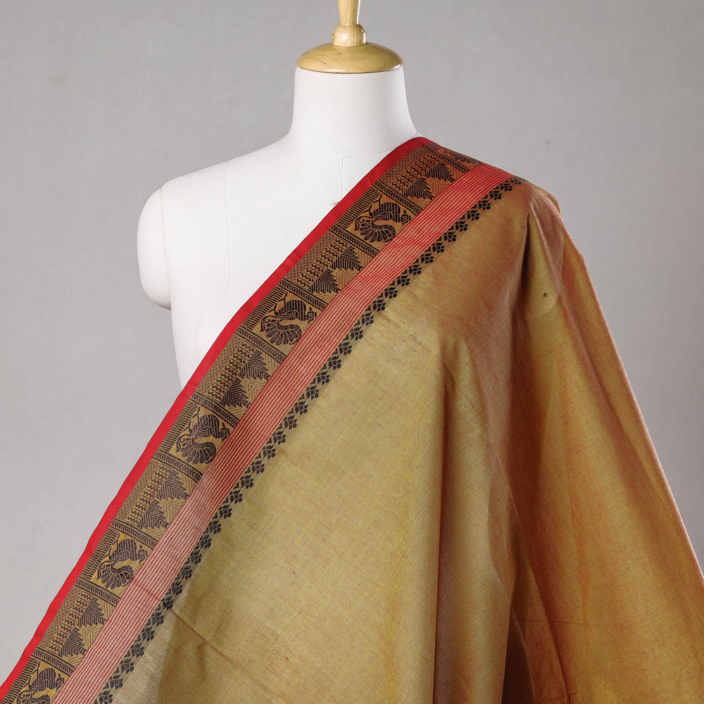 Brown - Kanchipuram Cotton Fabric with Thread Border