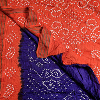 Orange - Kutch Bandhani Cotton Saree with Resham Border & Blouse Piece