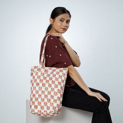 Handcrafted Quilted Sanganeri Block Printed Shoulder Bag