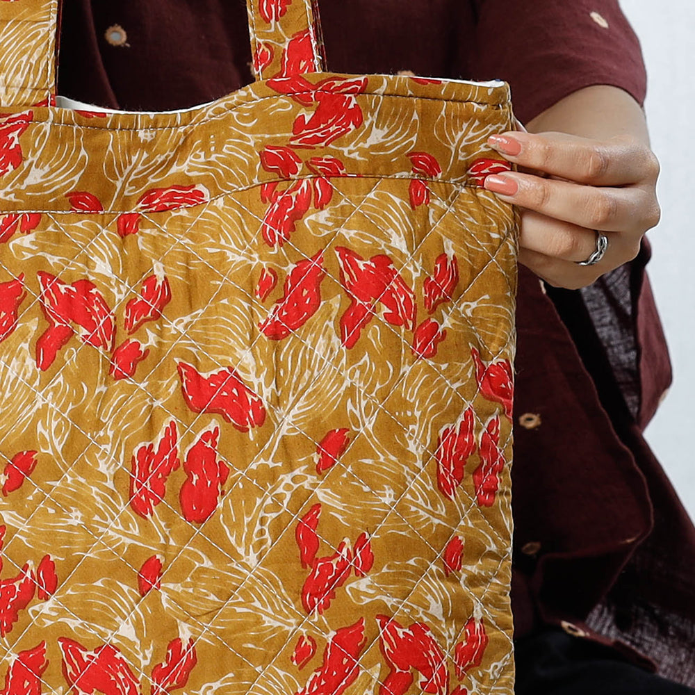 Handcrafted Quilted Sanganeri Block Printed Shoulder Bag