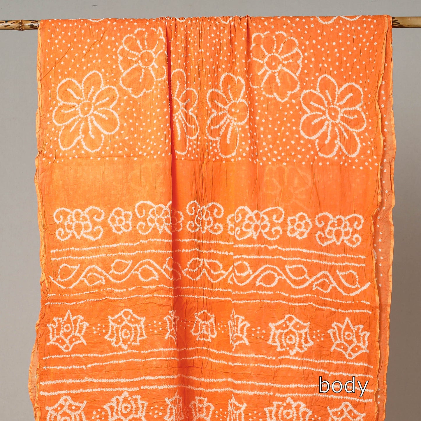 Orange - Kutch Bandhani Tie-Dye Cotton Saree with Blouse Piece