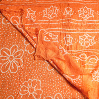 Orange - Kutch Bandhani Tie-Dye Cotton Saree with Blouse Piece