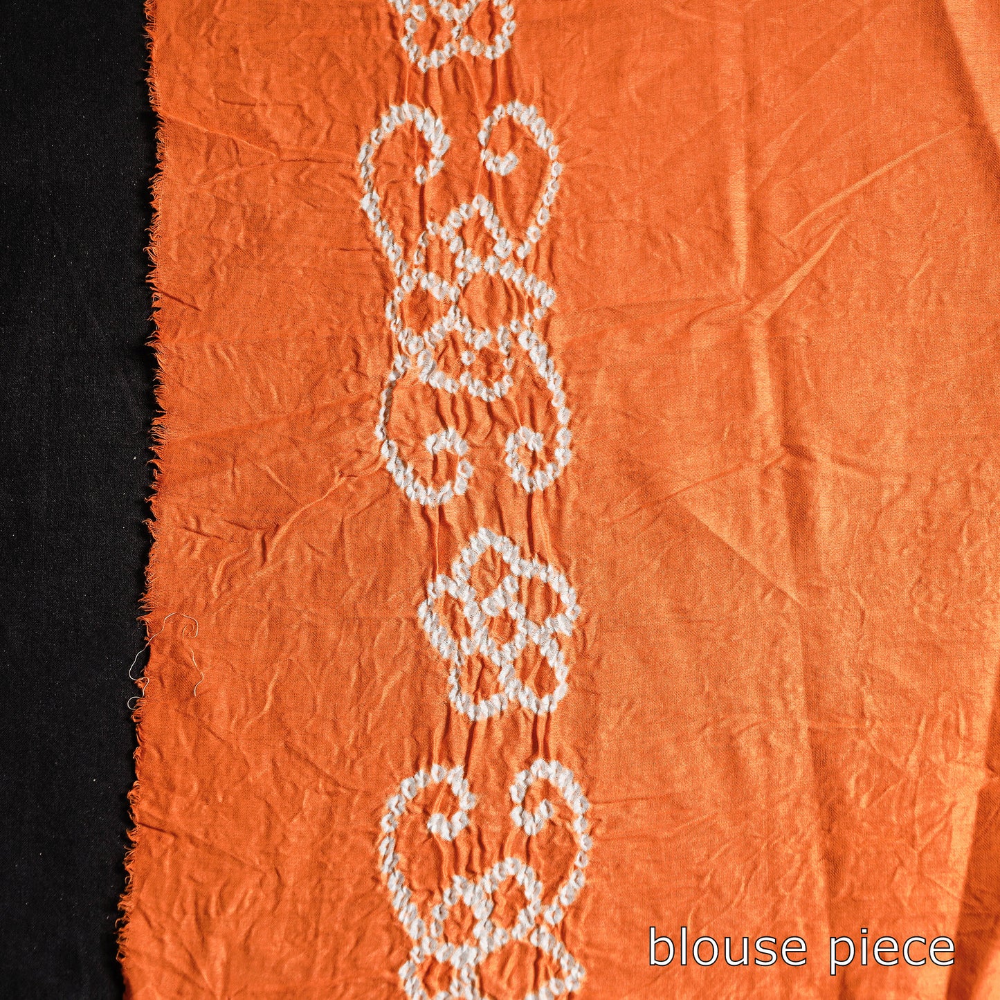 Orange - Kutch Bandhani Tie-Dye Cotton Saree with Blouse Piece