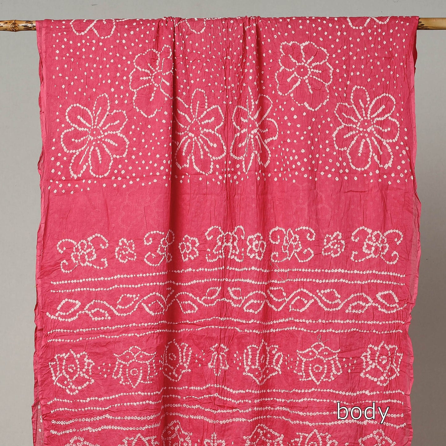 Pink - Kutch Bandhani Tie-Dye Cotton Saree with Blouse Piece