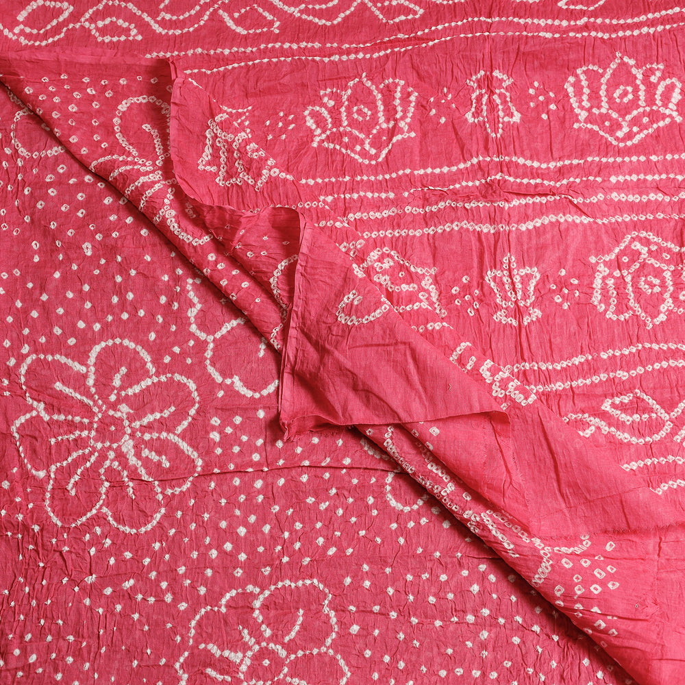 Pink - Kutch Bandhani Tie-Dye Cotton Saree with Blouse Piece