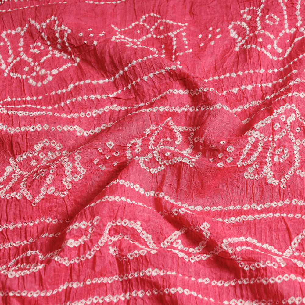 Pink - Kutch Bandhani Tie-Dye Cotton Saree with Blouse Piece