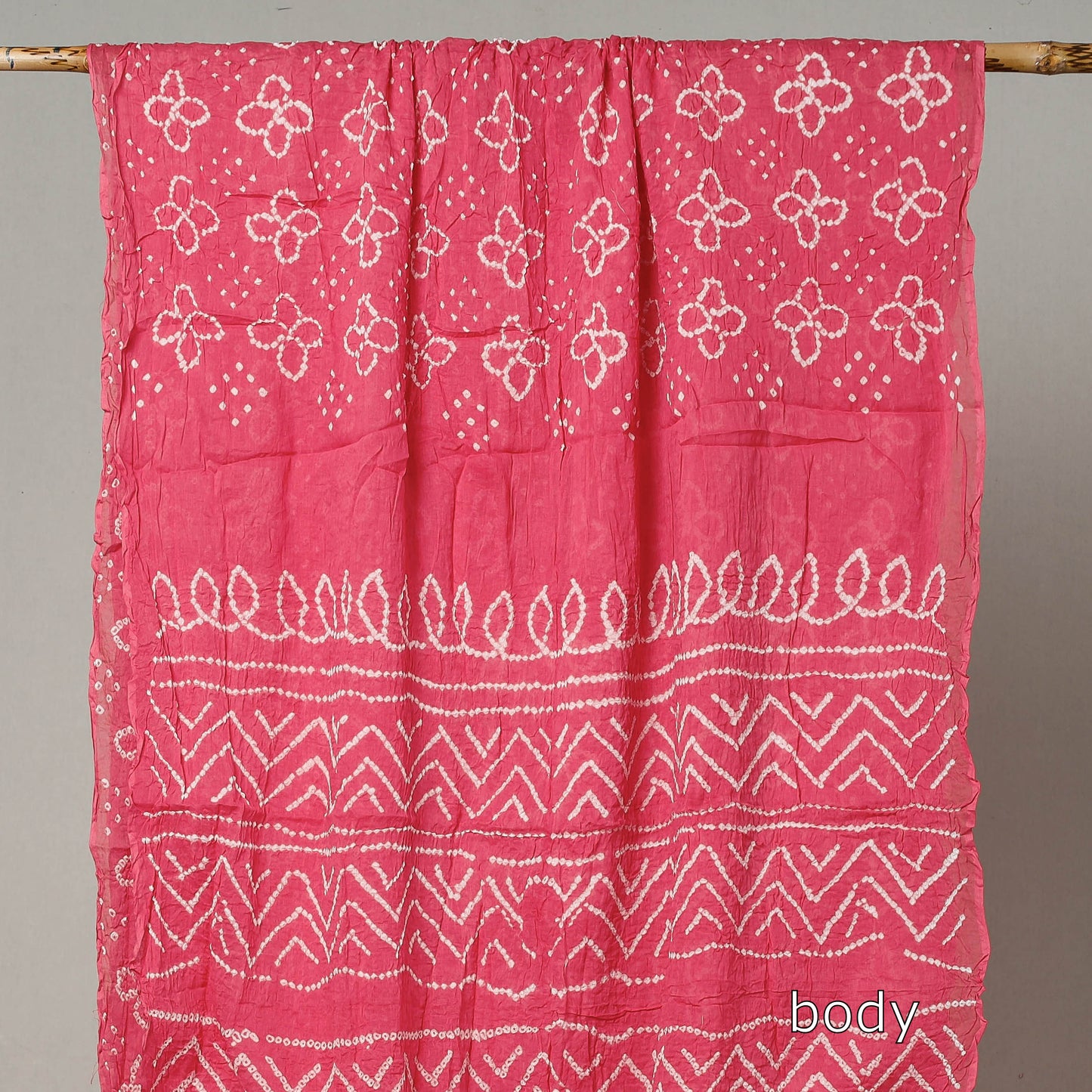 Pink - Kutch Bandhani Tie-Dye Cotton Saree with Blouse Piece