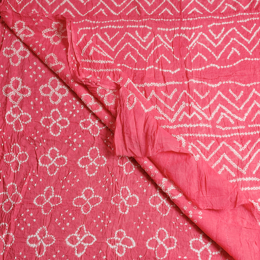 Pink - Kutch Bandhani Tie-Dye Cotton Saree with Blouse Piece