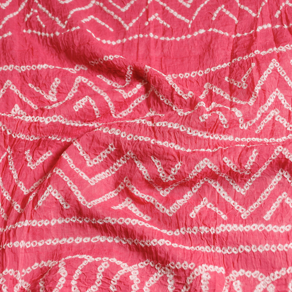 Pink - Kutch Bandhani Tie-Dye Cotton Saree with Blouse Piece