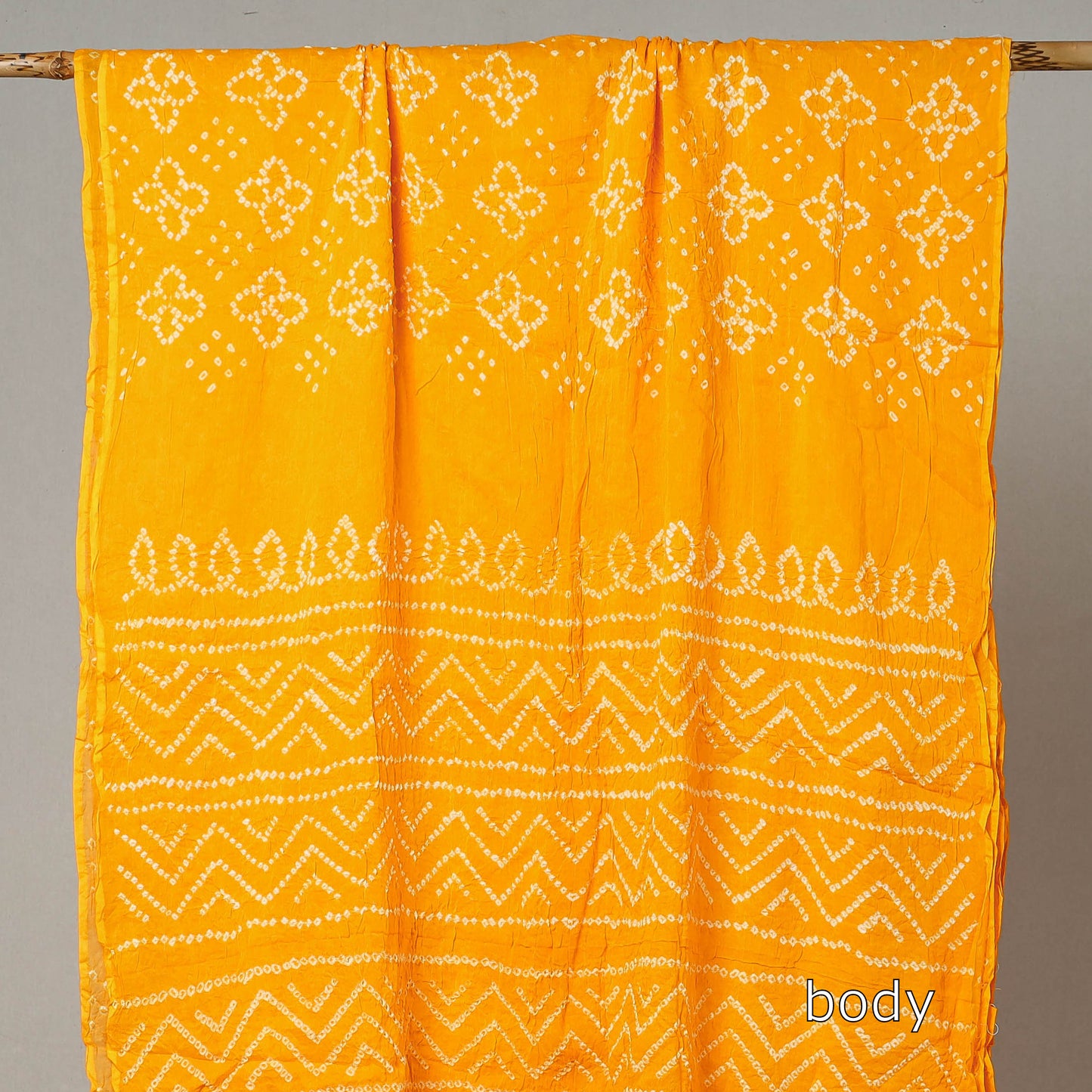 Orange - Kutch Bandhani Tie-Dye Cotton Saree with Blouse Piece