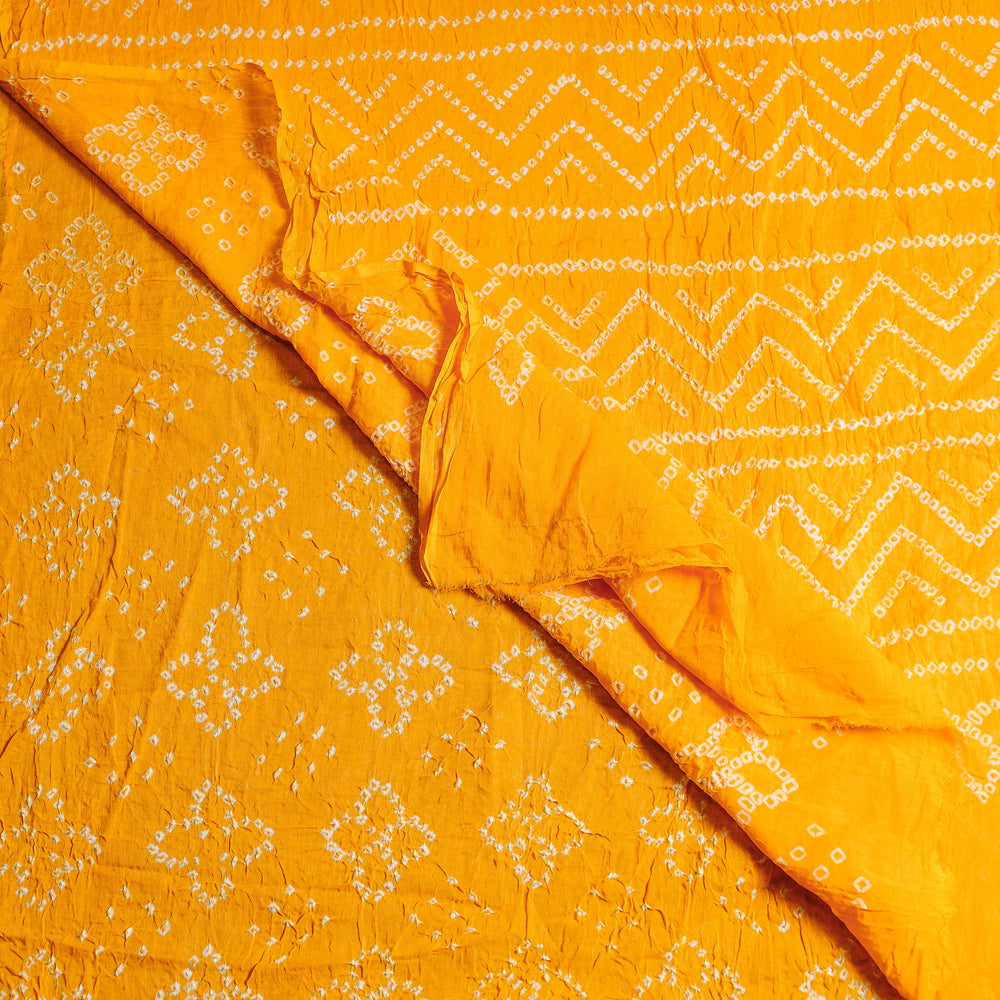 Orange - Kutch Bandhani Tie-Dye Cotton Saree with Blouse Piece