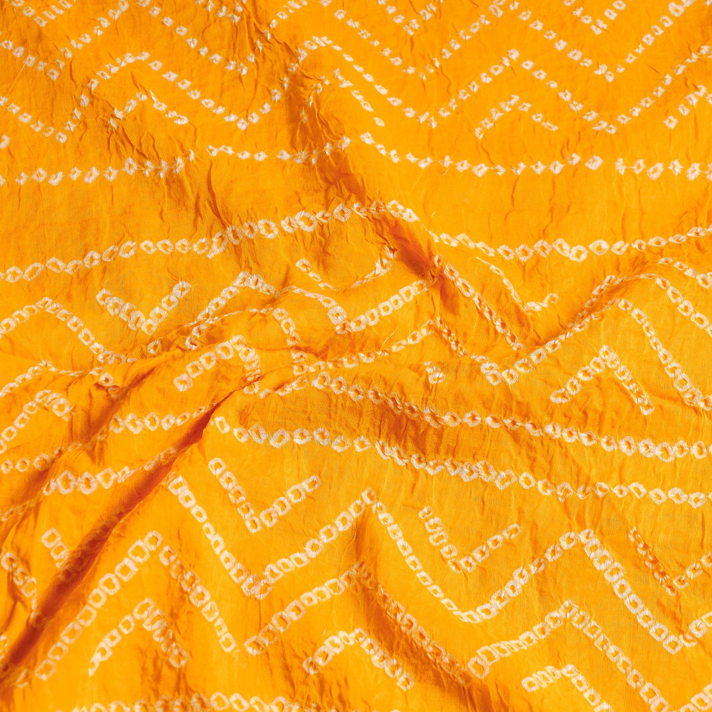 Orange - Kutch Bandhani Tie-Dye Cotton Saree with Blouse Piece