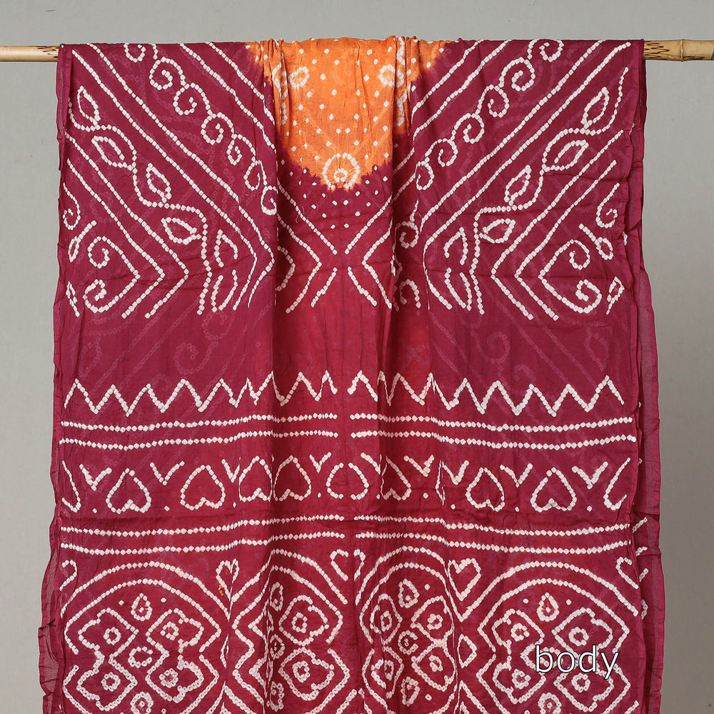 Kutch Bandhani Tie-Dye Cotton Saree with Blouse Piece
