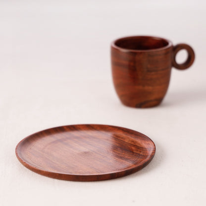 Wooden Cup Plate Set
