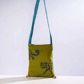 Buy Kantha Work Block Print Cotton Sling Bag l iTokri.com