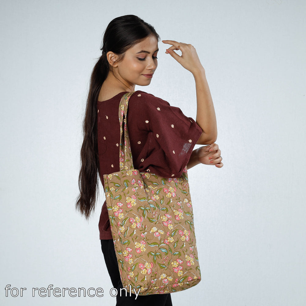 Handcrafted Quilted Sanganeri Block Printed Shoulder Bag