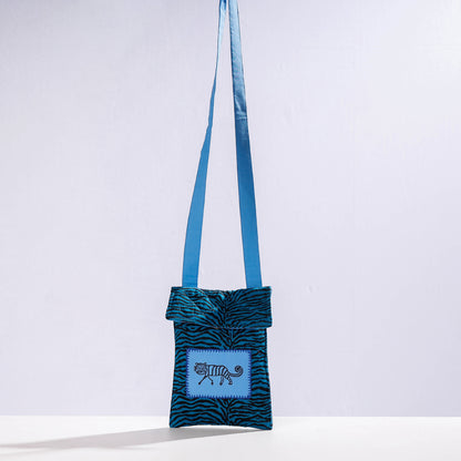Kantha Work Block Print Cotton Mobile Sling Bag