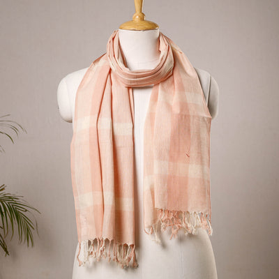 Peach - Phulia Bengal Handloom Pure Cotton Stole