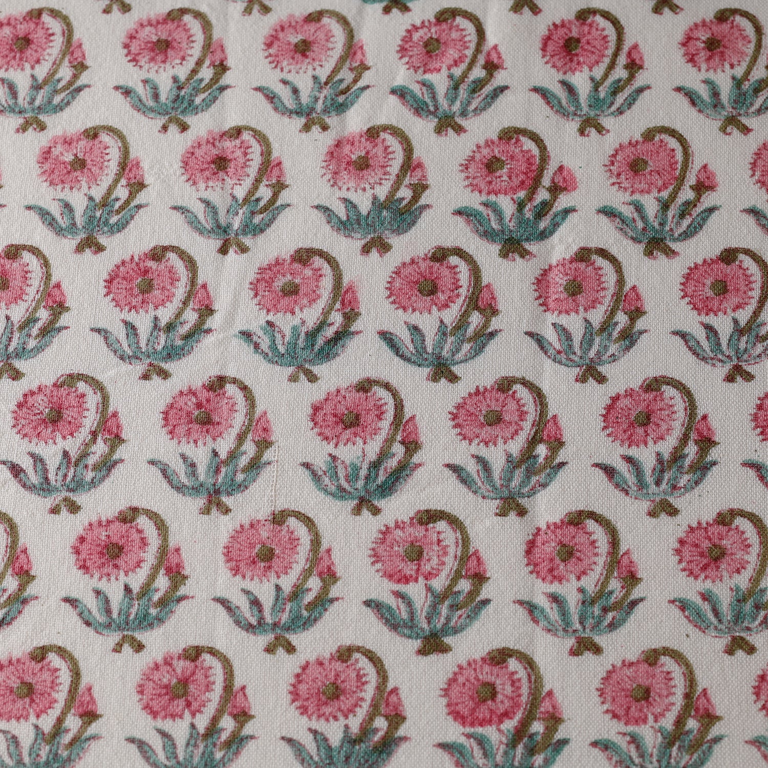 Pink - Sanganeri Block Printing Handwoven Kutch Woolen Fabric