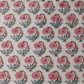 Pink - Sanganeri Block Printing Handwoven Kutch Woolen Fabric