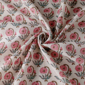 Pink - Sanganeri Block Printing Handwoven Kutch Woolen Fabric