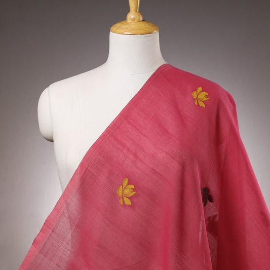 Pink - Godavari Fine Jamdani Lotus Thread Buta Pure Handspun Handloom Cotton Fabric
