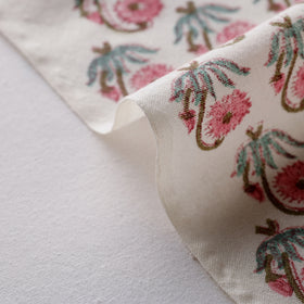 Pink - Sanganeri Block Printing Handwoven Kutch Woolen Fabric